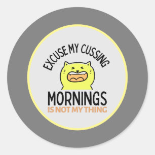 Sticker Rond Chat drôle de sarcastique jaune Zazzle