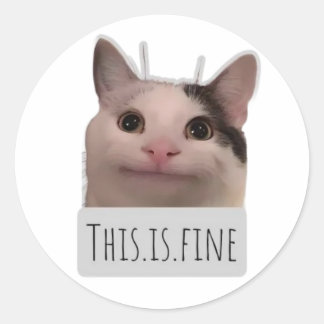 Sticker Rond chat drôle mème