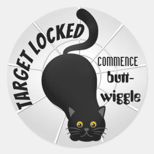 Sticker Rond Chat drôle prêt à rebondir