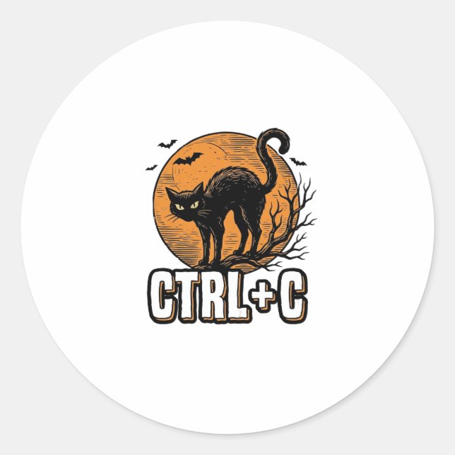 Sticker Rond Chat effrayant CTRL C Conception vectorielle Hallo (Devant)