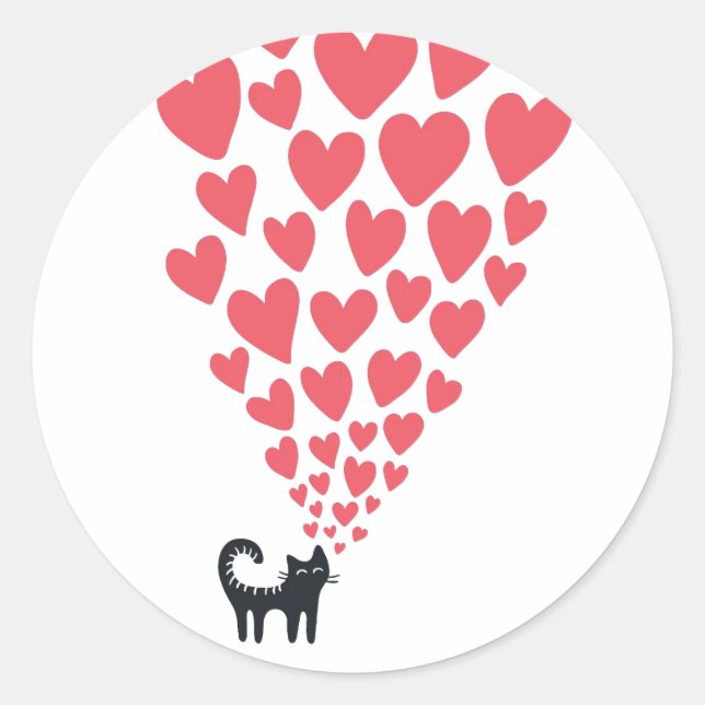 Sticker Rond Chat en amour (Devant)