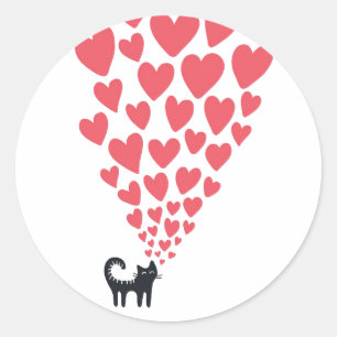 Sticker Rond Chat en amour