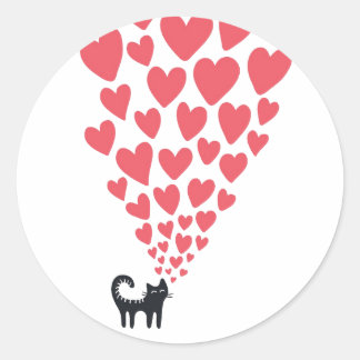 Sticker Rond Chat en amour