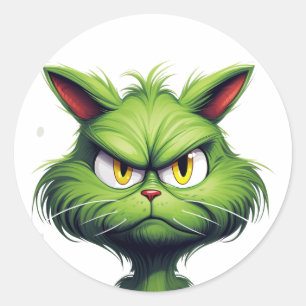 Sticker Rond Chat en colère d'Halloween