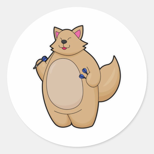 Sticker Rond Chat en tant que joueur de fléchettes (Devant)