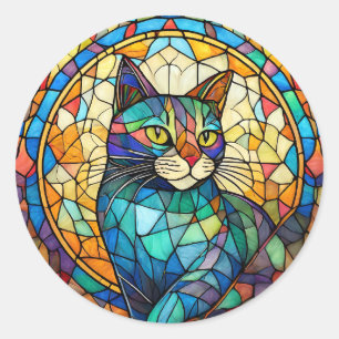 Sticker Rond Chat en verre tendu