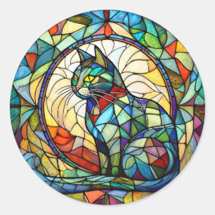 Sticker Rond Chat en verre tendu