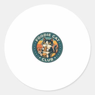 Sticker Rond Chat gourmand Design de chaton mignon - Club Foodi