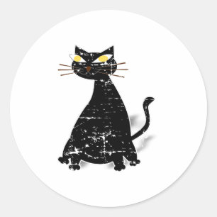 Sticker Rond Chat gras noir désossé