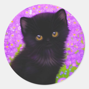 Sticker Rond Chat Gustav Klimt