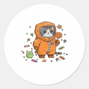 Sticker Rond Chat Hazmat Chat Halloween Candy Monster Amusants