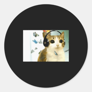 Sticker Rond Chat Hibou Drôle Maudit Internet Mème Tendance Drô