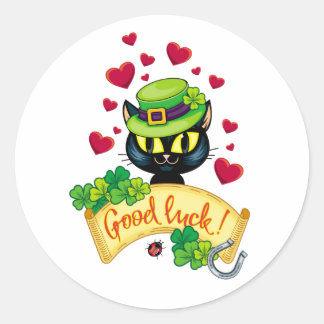 Sticker Rond Chat irlandais chanceux !