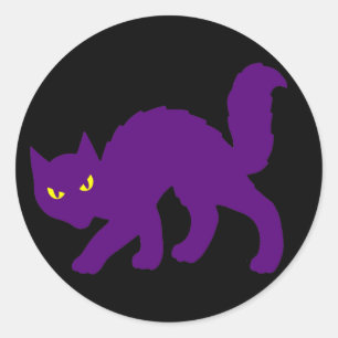 Sticker Rond Chat Kitty Halloween Effrayant Méchant