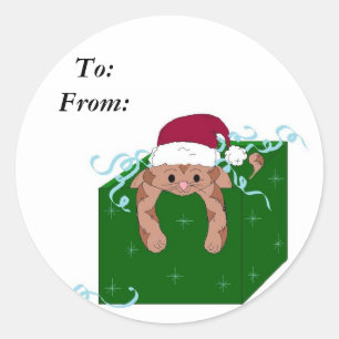 Sticker Rond Chat Kitty Noël