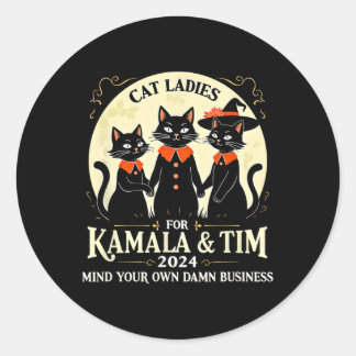 Sticker Rond Chat Ladies Pour Kamala Et Tim 2024 Vintage Usa El