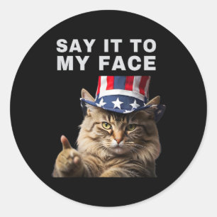 Sticker Rond Chat Le Dire À Mon Visage Kamala Harris