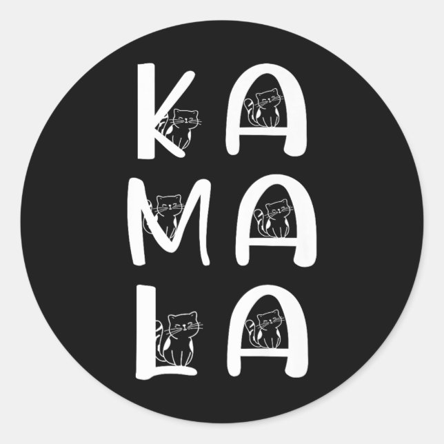 Sticker Rond Chat Letting Positive Kamala Harris Walz Walz Walt (Devant)