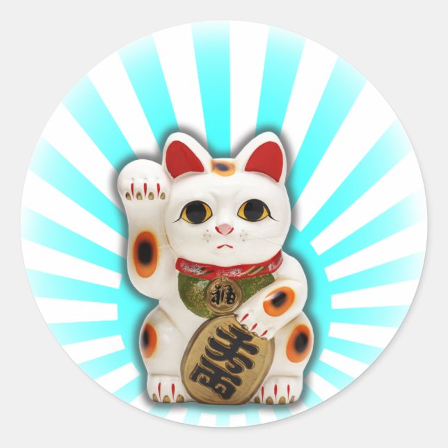 Sticker Rond Chat Lucky (Maneki-neko) (Devant)