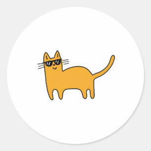 Sticker Rond Chat Lunettes de Soleil Cool