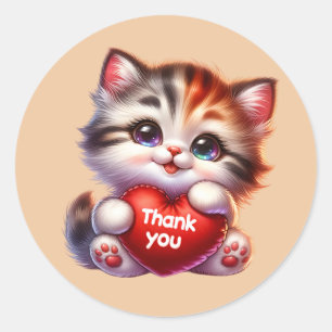 Sticker Rond Chat Merci mignon