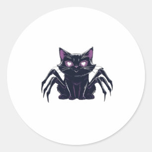 Sticker Rond Chat mignon effrayant aux pattes d'araignée et aux