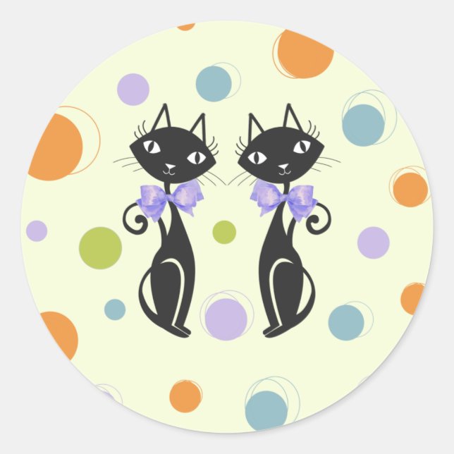 Sticker Rond Chat moderne du milieu du siècle (Devant)
