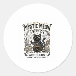 Sticker Rond Chat Mystique Miaou Sorcière Apothicaire Mystique 