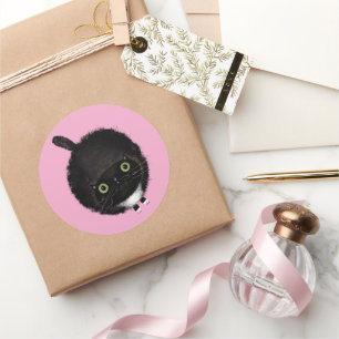Sticker Rond Chat noir