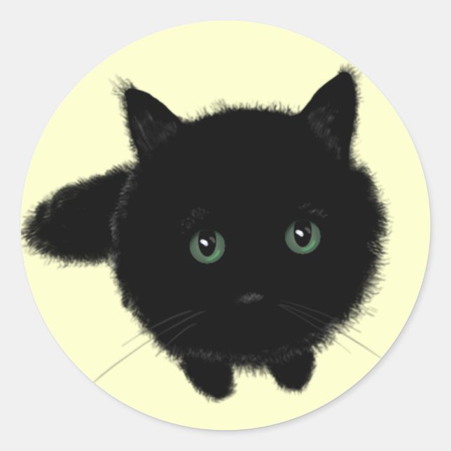 Sticker Rond Chat noir (Devant)