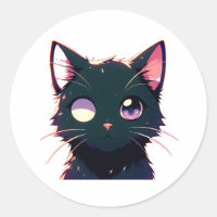 Chat noir conduisant avec un visage sérieux