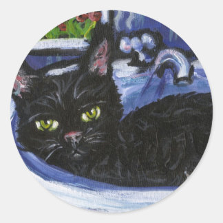 Sticker Rond Chat noir dans l'évier