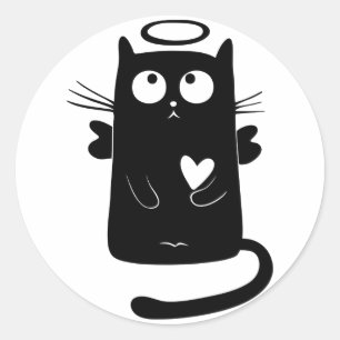 Sticker Rond Chat noir de l'ange mou personnalisé