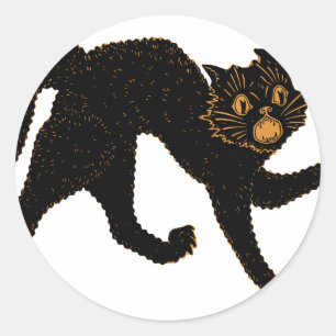 Sticker Rond Chat noir effrayant 1920