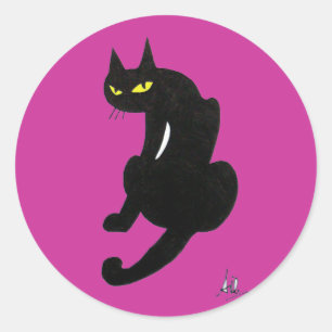 STICKER ROND CHAT NOIR HALLOWEEN PARTY