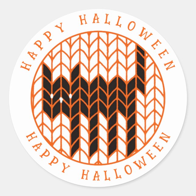 Sticker Rond CHAT NOIR TRICOTÉ Grande enveloppe ronde avec ferm (Devant)