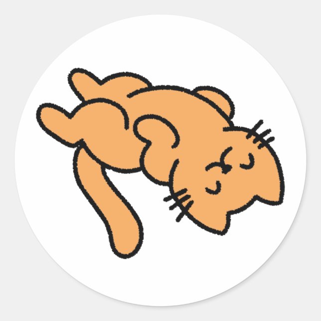 Sticker Rond Chat Orange Paresseux  (Devant)