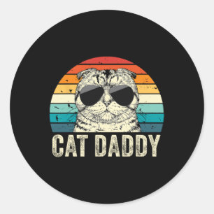 Sticker Rond Chat Papa Vintage Distressed Scottish Pile Papa