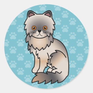 Sticker Rond Chat Persan Crème Bleu aux Yeux Cuivrés