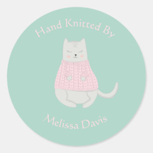 Sticker Rond Chat portant un chandail personnalisé confectionn