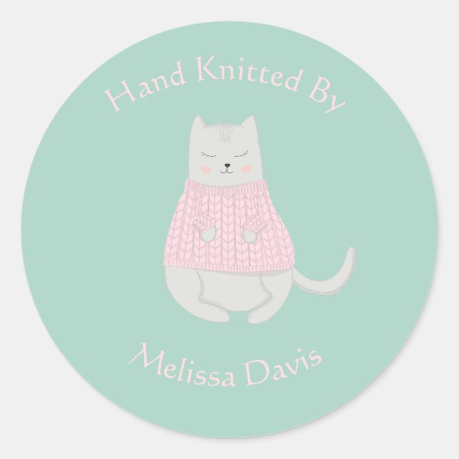 Sticker Rond Chat Porter Sweat Personnalisé Knagged par (Devant)