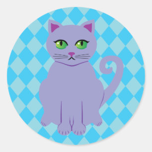 Sticker Rond Chat pourpre