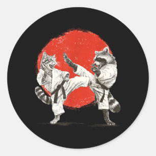Sticker Rond Chat Raton Karatéka Drôle _ Arts Martiaux Japonais