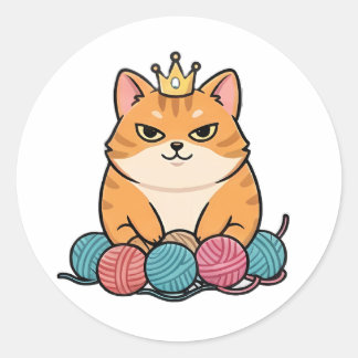 Sticker Rond Chat Roi