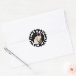 Sticker Rond Chat Siamese meilleur ami