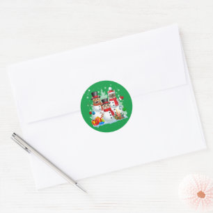 Sticker Rond Chat Snowman Père Noël Christmas Light Chat Maman 