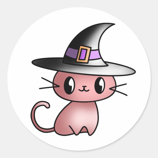 Sticker Rond Chat-sorcier Hawaii (Devant)