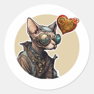 Sticker Rond Chat Sphynx