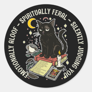 Sticker Rond Chat spirituellement sauvage : Émotionnellement di