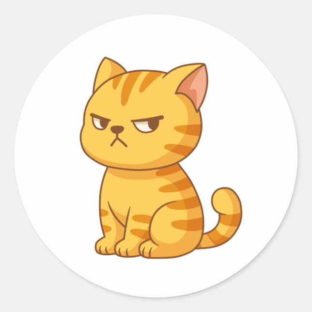 Sticker Rond Chat Tabby Orange Cute (Devant)